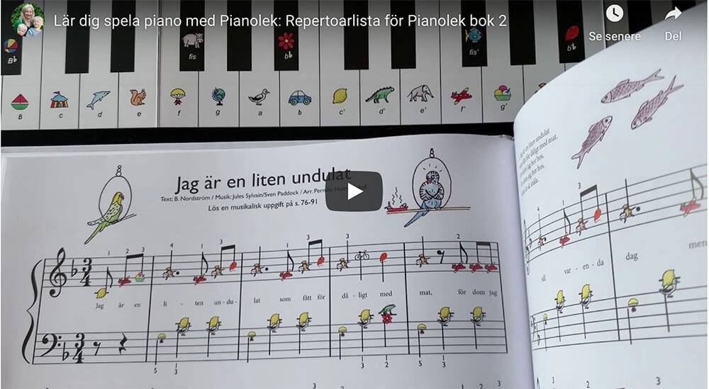 Repertoarlistan för Pianolek bok 2 – sjung med!